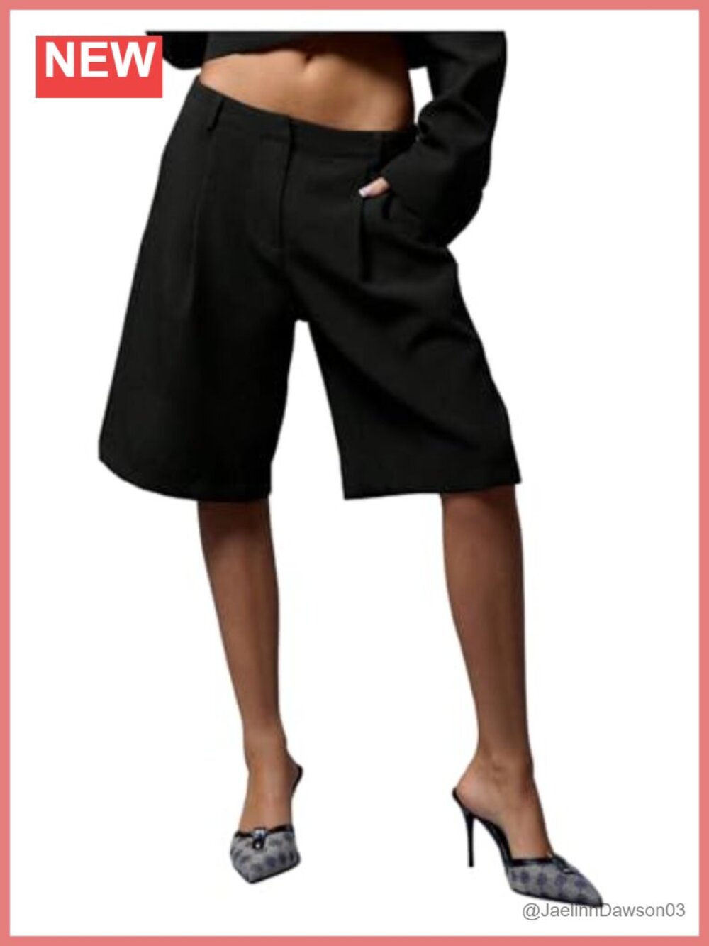 Pleated Tailored Bermuda Dressy Shorts High Rise Business Summer Knee Length